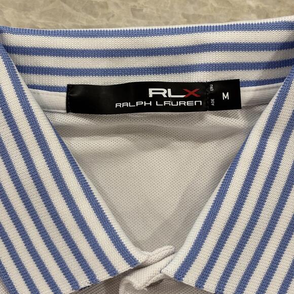 RLX Ralph Lauren White Sleeveless Blue Accent Golf Polo Women's Size M - Picture 4 of 5